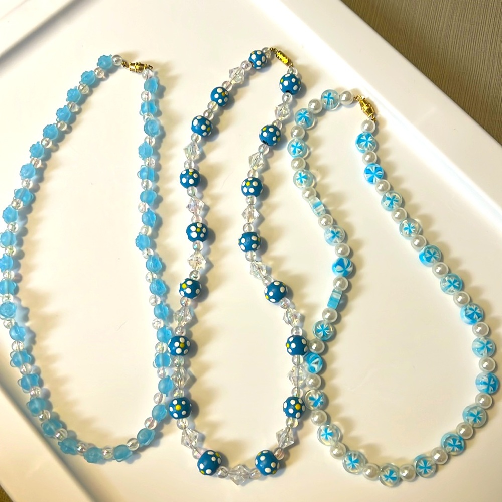 Lot of three 90s acrylic Kandi necklaces